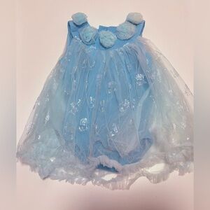 Blue Baby Romper with Floral Accents